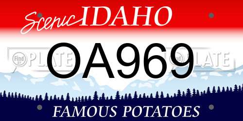 OA969 Idaho License Plate
