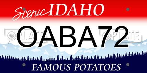 OABA72 Idaho License Plate