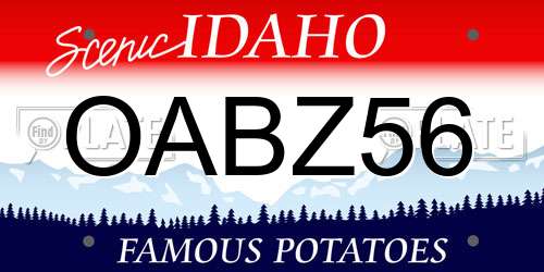 OABZ56 Idaho License Plate
