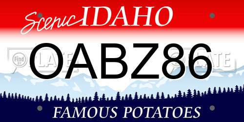 OABZ86 Idaho License Plate