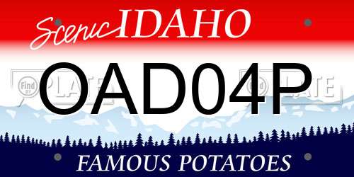 OAD04P Idaho License Plate