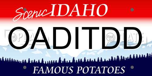 OADITDD Idaho License Plate