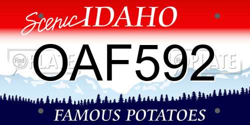 OAF592 Idaho License Plate