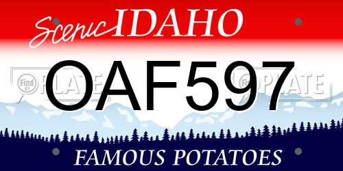 OAF597 Idaho License Plate