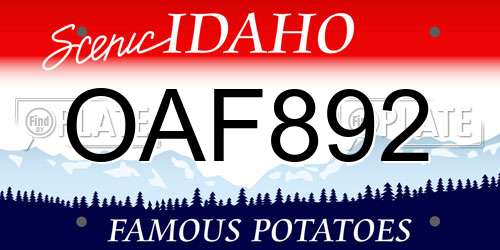 OAF892 Idaho License Plate