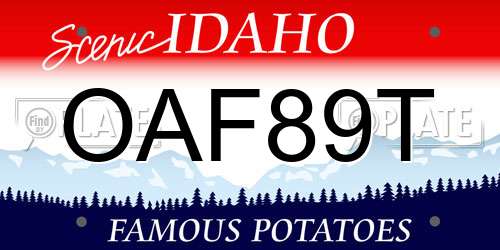 OAF89T Idaho License Plate