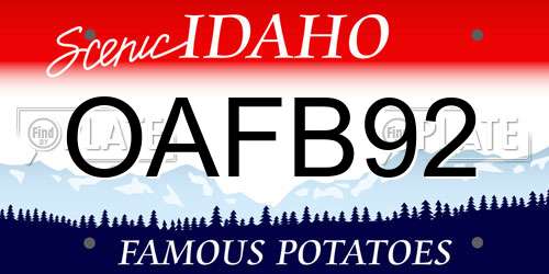 OAFB92 Idaho License Plate