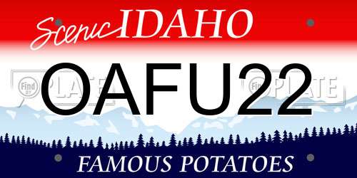 OAFU22 Idaho License Plate