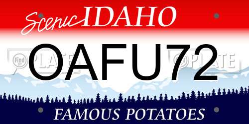 OAFU72 Idaho License Plate