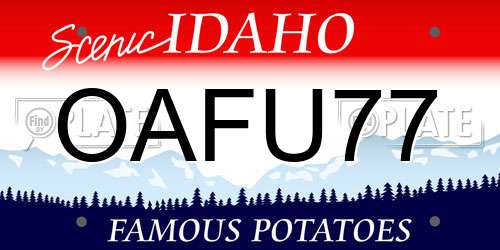 OAFU77 Idaho License Plate