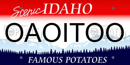 OAOITOO Idaho License Plate