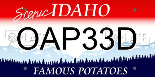 OAP33D Idaho License Plate