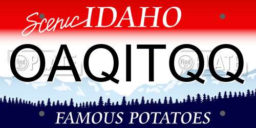 OAQITQQ Idaho License Plate