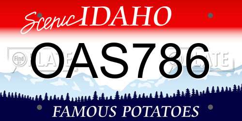 OAS786 Idaho License Plate