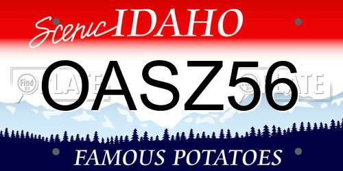 OASZ56 Idaho License Plate