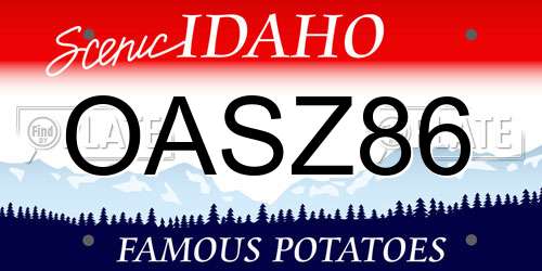 OASZ86 Idaho License Plate