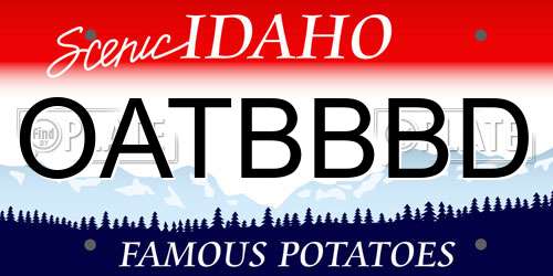 OATBBBD Idaho License Plate