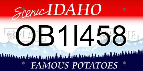 OB1I458 Idaho License Plate