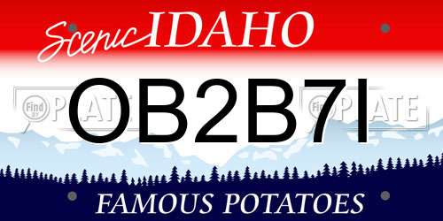 OB2B7I Idaho License Plate