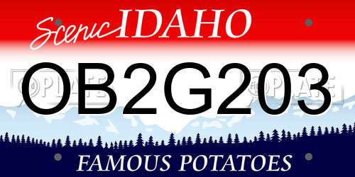 OB2G203 Idaho License Plate