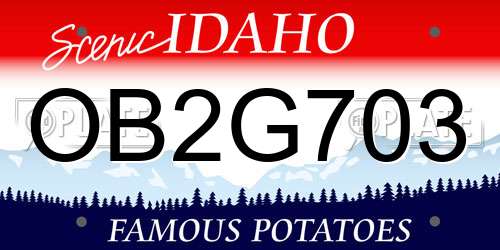 OB2G703 Idaho License Plate
