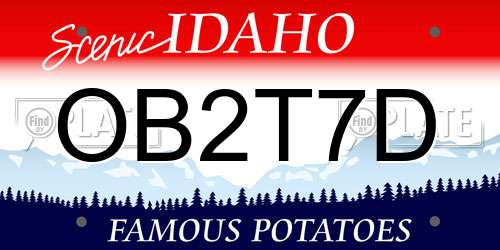 OB2T7D Idaho License Plate