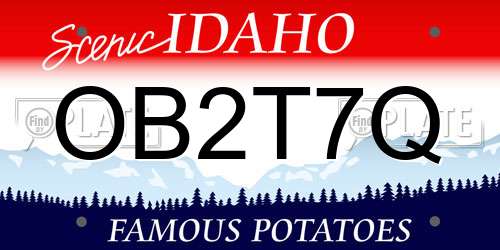 OB2T7Q Idaho License Plate