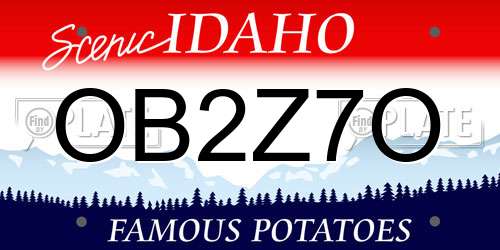 OB2Z7O Idaho License Plate