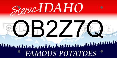 OB2Z7Q Idaho License Plate