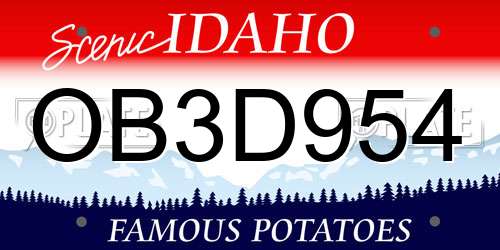 OB3D954 Idaho License Plate