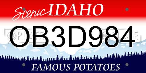OB3D984 Idaho License Plate