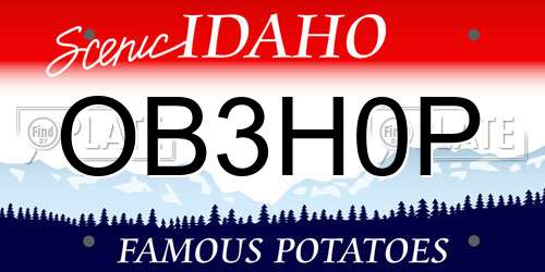 OB3H0P Idaho License Plate