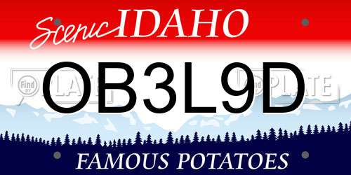 OB3L9D Idaho License Plate