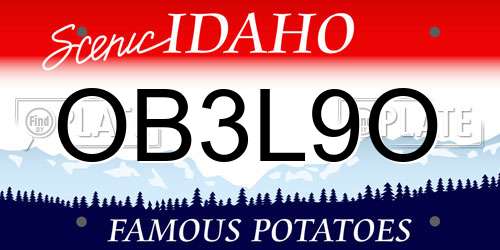 OB3L9O Idaho License Plate