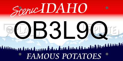 OB3L9Q Idaho License Plate