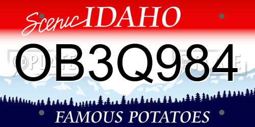 OB3Q984 Idaho License Plate