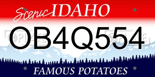 OB4Q554 Idaho License Plate