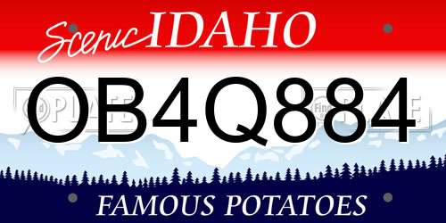 OB4Q884 Idaho License Plate