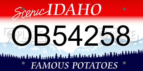 OB54258 Idaho License Plate
