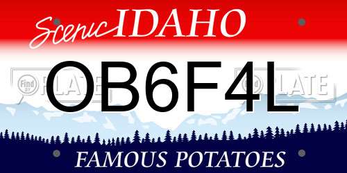 OB6F4L Idaho License Plate