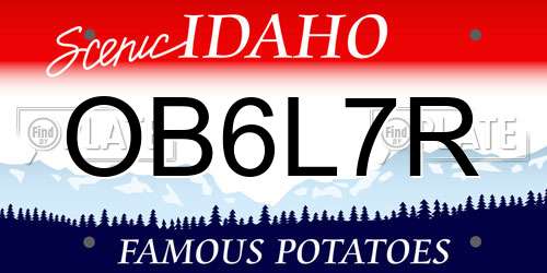 OB6L7R Idaho License Plate