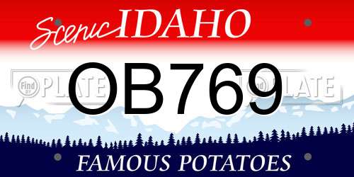OB769 Idaho License Plate