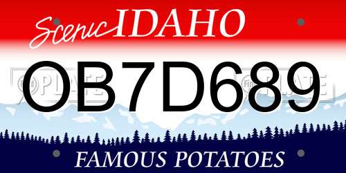 OB7D689 Idaho License Plate