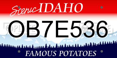 OB7E536 Idaho License Plate