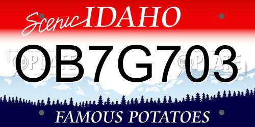 OB7G703 Idaho License Plate