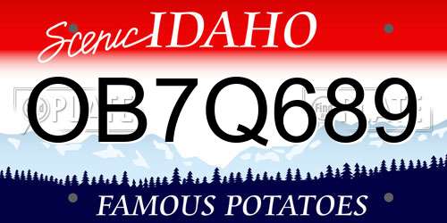 OB7Q689 Idaho License Plate