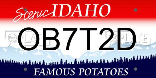 OB7T2D Idaho License Plate