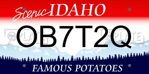 OB7T2Q Idaho License Plate