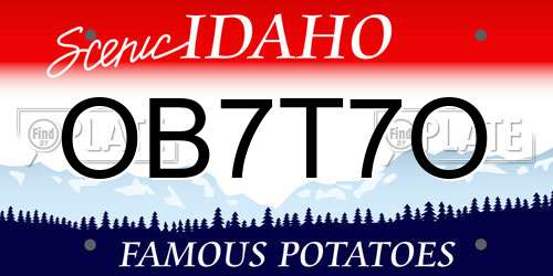 OB7T7O Idaho License Plate