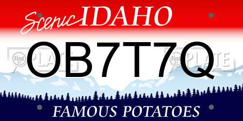 OB7T7Q Idaho License Plate